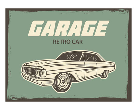 poster garage retro car classic old school vintage image