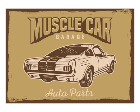 muscle car garage auto parts classic vintage retro image