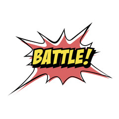 Bright vector Battle speech bubble. Colorful emotional icon isolated on white background. Comic and cartoon style.