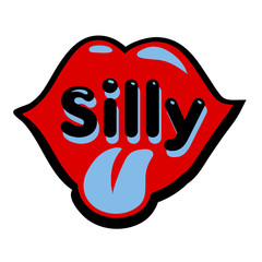 Bright vector Silly speech bubble. Colorful emotional icon isolated on white background. Comic and cartoon style.