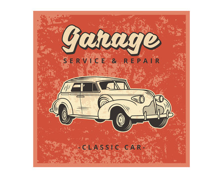 grunge garage service repair classic car vintage retro image