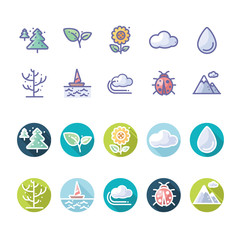 Weather Nature icon with long shadow in vector format