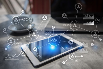 People network. Organizational structure. HR. Social media. Internet and technology concept.
