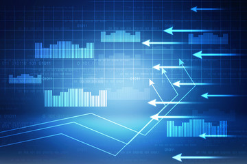 2d rendering Stock market online business concept. business Graph 