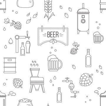 Beer production pattern seamless stage. Vector illustration