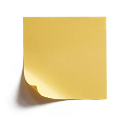 Curved Yellow Note paper with blank space