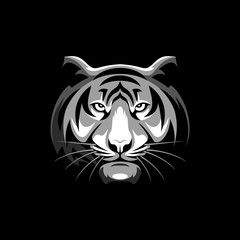 White Tiger Face Logo Illustration