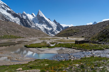 Fototapeta premium Beautiful Khuspang camp in summer season, K2 trek, Pakistan