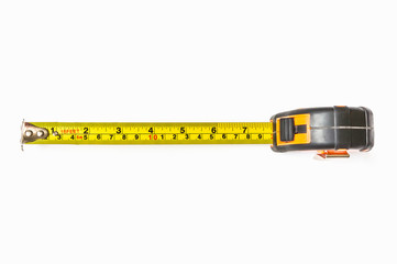 Top view of tape measure isolated on white