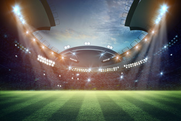 lights at night and football stadium 3d rendering.