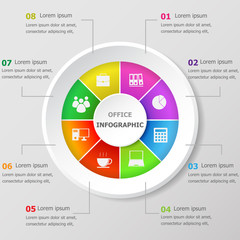 Infographic design template with office icons