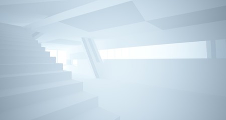 Obraz premium Streszczenie biały parametryczne wnętrze z oknem. Ilustracja i renderowanie 3D.