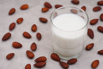 Milk and almond,healthy food.