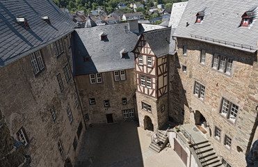 Building in the courtyard of the castle of Runkel, Hesse, Germany