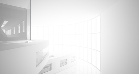 Abstract white parametric interior with window. 3D illustration and rendering.