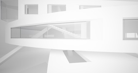 Abstract white parametric interior with window. 3D illustration and rendering.