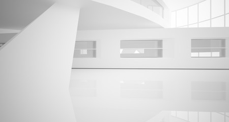 Abstract white parametric interior with window. 3D illustration and rendering.
