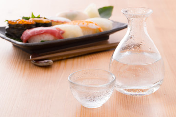 冷酒とお寿司