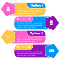 Four elements of infographic design with icons. Step by step infographic design template. Vector illustration
