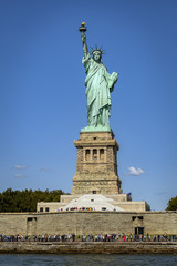 Fototapeta na wymiar Statue of Liberty on Liberty Island in New York front view