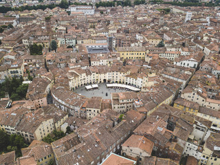 Fototapeta premium Amphitheater Square. Lucca city. Aerial view. Italy. View from above