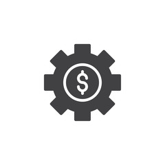 Money options vector icon. filled flat sign for mobile concept and web design. Dollar setting cog gear simple solid icon. Symbol, logo illustration. Pixel perfect vector graphics