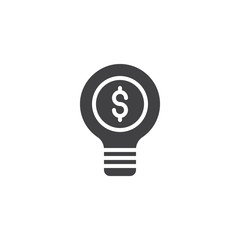 Dollar light bulb vector icon. filled flat sign for mobile concept and web design. Money lamp simple solid icon. Symbol, logo illustration. Pixel perfect vector graphics