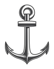 Vintage monochrome nautical anchor template © DGIM studio