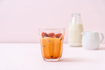 Thai tea ice cube with milk