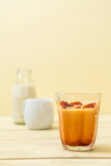 Thai tea ice cube with milk