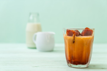 Thai tea ice cube with milk