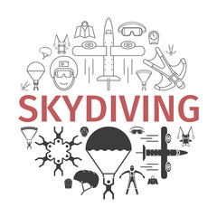 Parachuting banner. Skydiving. Vector illustration.