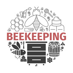 Honey banner icons. Vector illustration.