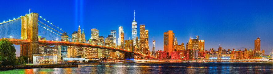New York night view of the Lower Manhattan.