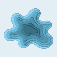 Modern paper art cartoon abstract water waves.