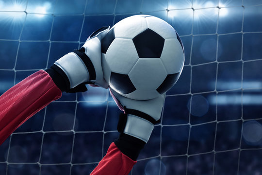 Soccer goalkeeper catches the ball