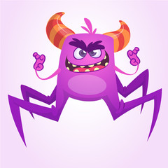 Cute cartoon spider monster. Vector illustration for Halloween. Design for children book, sticker, print or party decoration