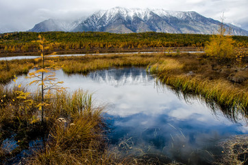 Fototapeta premium Lake and mountains of Siberia