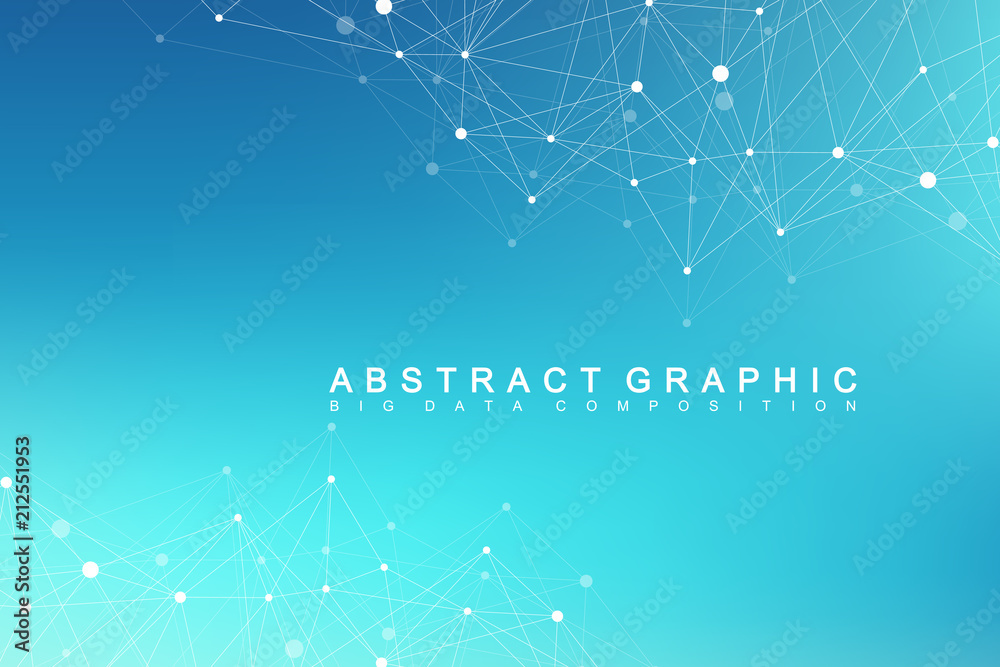 Poster Technology abstract background with connected line and dots. Big data visualization. Perspective backdrop visualization. Analytical networks. Vector illustration.