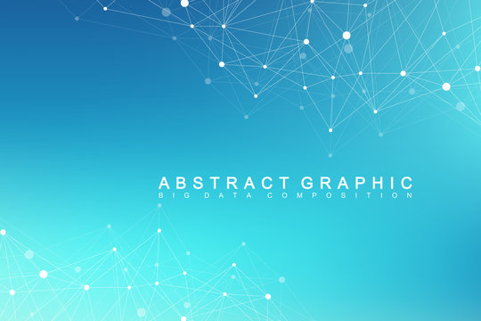 Technology abstract background with connected line and dots. Big data visualization. Perspective backdrop visualization. Analytical networks. Vector illustration.