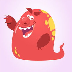 Cool cartoon red monster. Vector illustration. Halloween character design