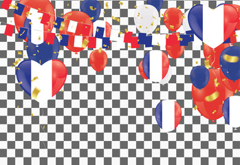 Balloons with Countries flags of national France flags team group and ribbons flag ribbons, Celebration background template. victory.winner.football