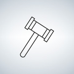 Judge or auction hummer. Flat style linear icon. Vector illustration