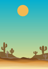 desert western scene with cactus
