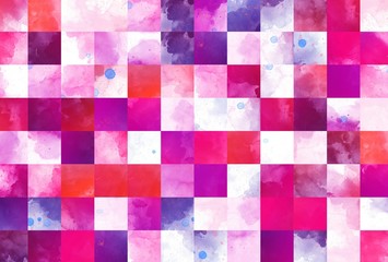 Bright graphic watercolor squares background. Art design with little liquid effect. Good for decoration of print production. 