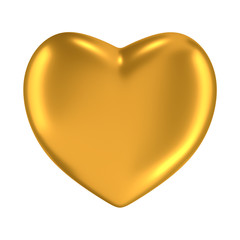 golden heart isolated on white background, closeup