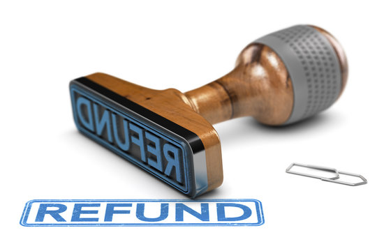 Tax Refund, Rubber Stamp Over White Background