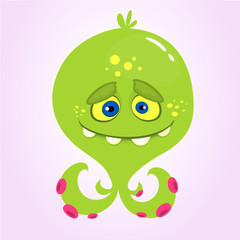 Cute cartoon monster alien or octopus. Vector monster illustration  for Halloween