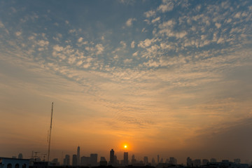 Naklejka premium beautiful color of sunset with clouds