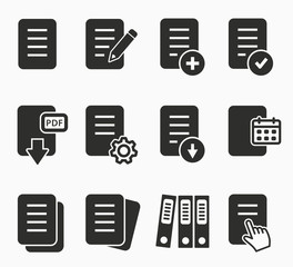 Vector icons set - paper, documents, file, format, archive, folder, office, pdf, ets.
